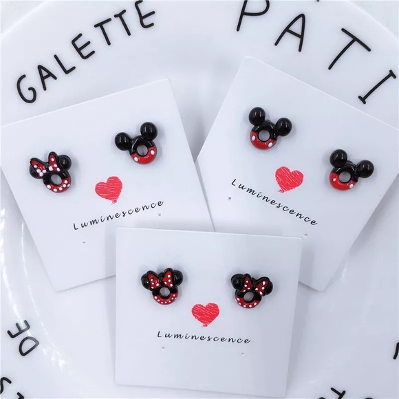 Jewelry - Mickey Mouse Enamel Stud Donut Earrings